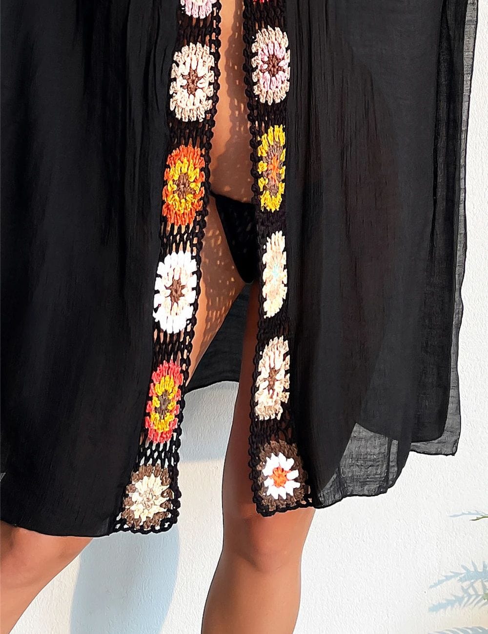 Gilet de Plage Crochet Noir / Unique