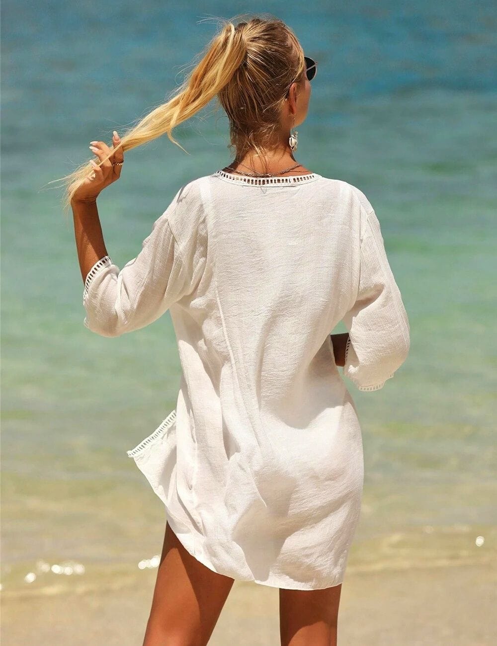 Gilet de Plage pour Dessus de Maillot de Bain Blanc / Unique