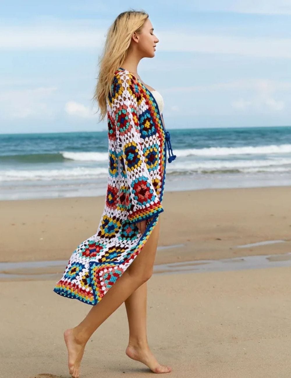 Kimono Crochet Plage Multi / Unique