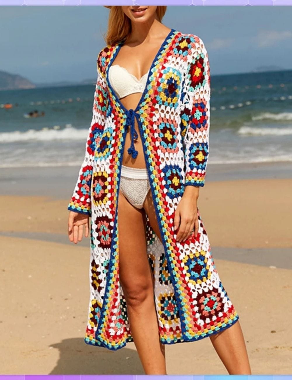 Kimono Crochet Plage Multi / Unique