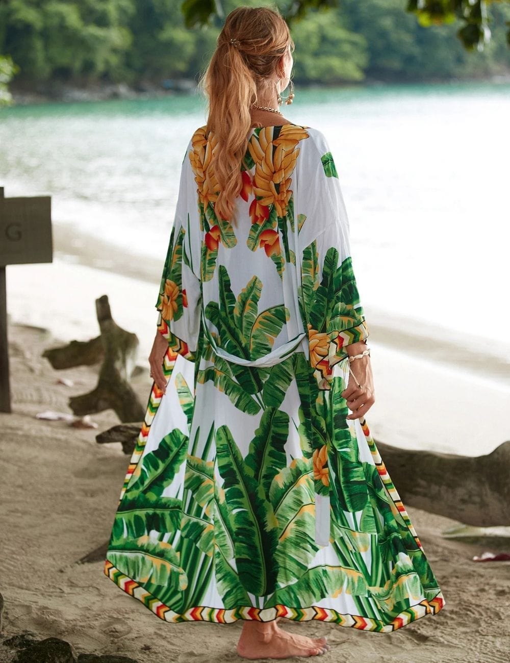 Kimono de Plage Jungle Vert / Unique