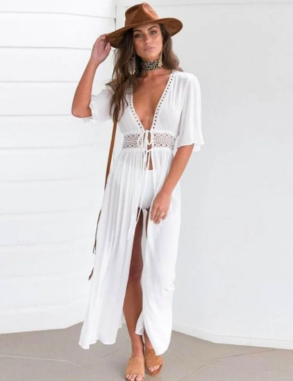 kimono plage blanc Blanc / XXL