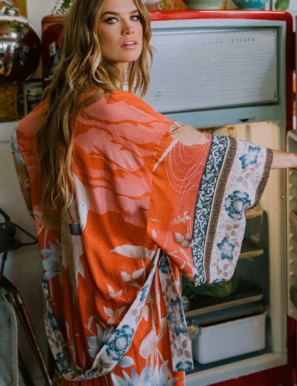 Kimono Plage Coton Orange / Unique