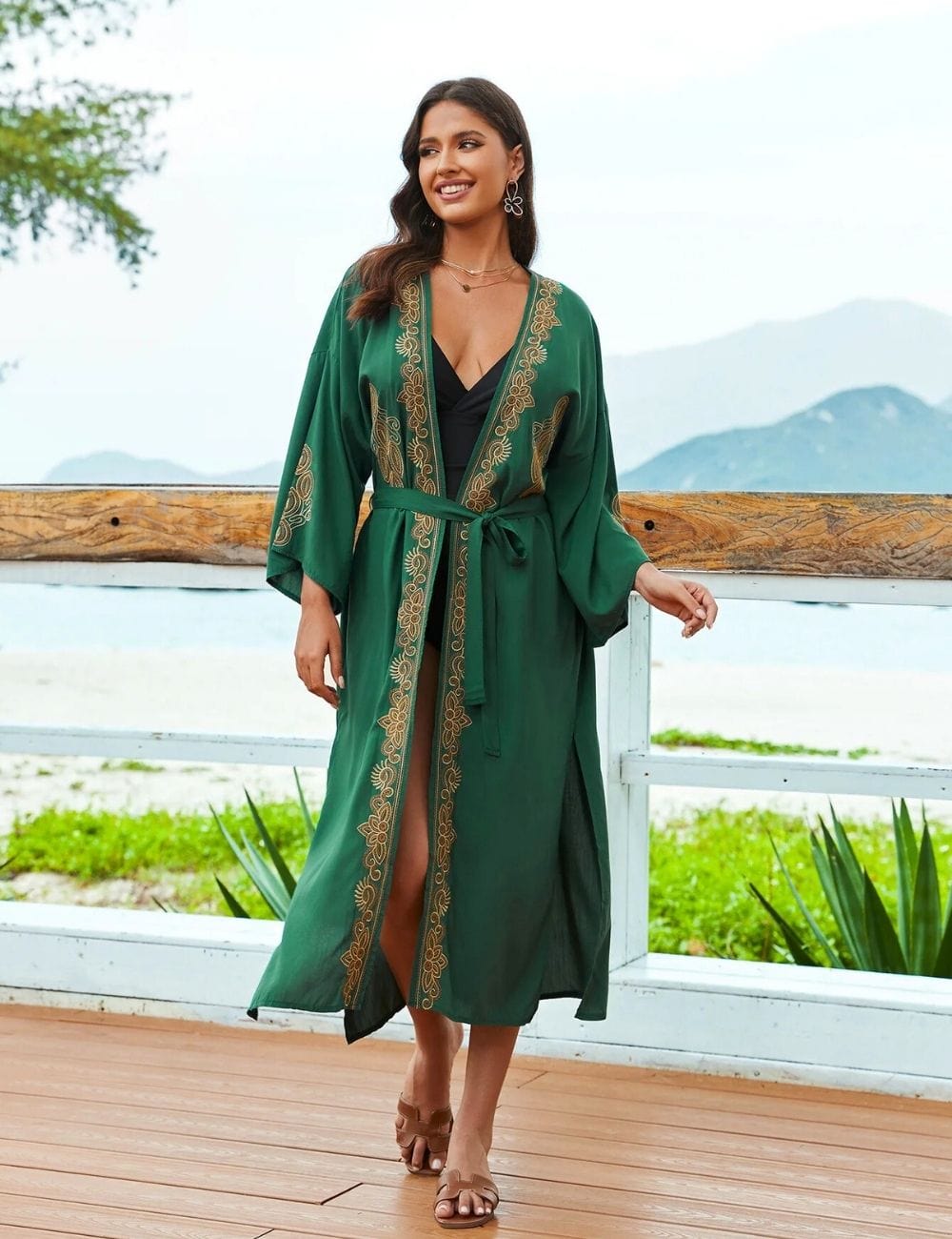 Kimono Plage Vert Vert / Unique