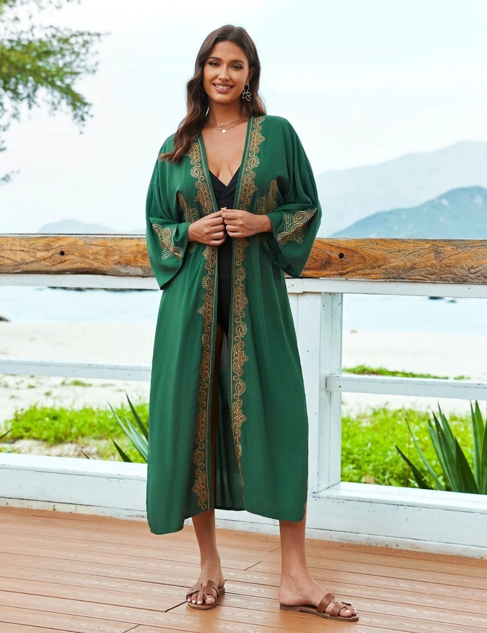 Kimono Plage Vert Vert / Unique