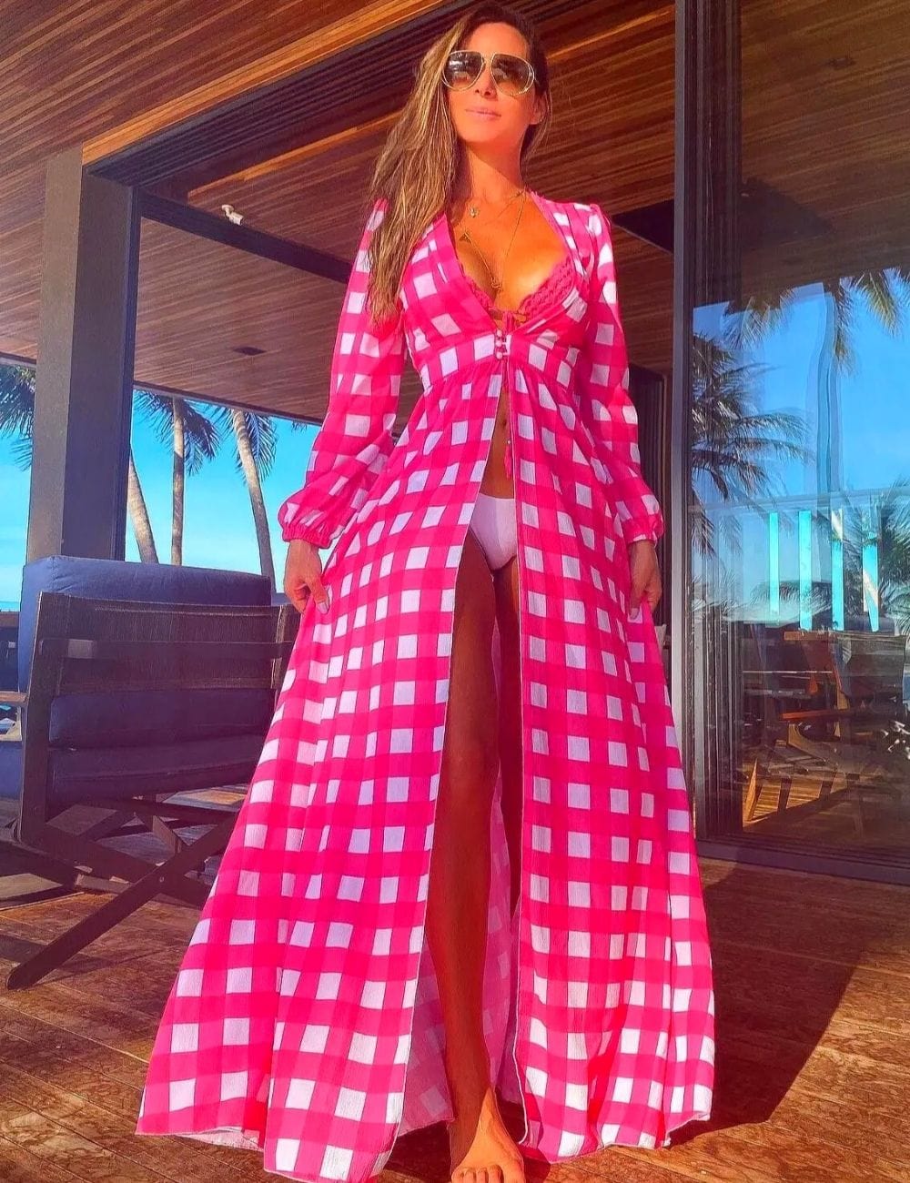 Maxi Robe de Plage Rose / Unique