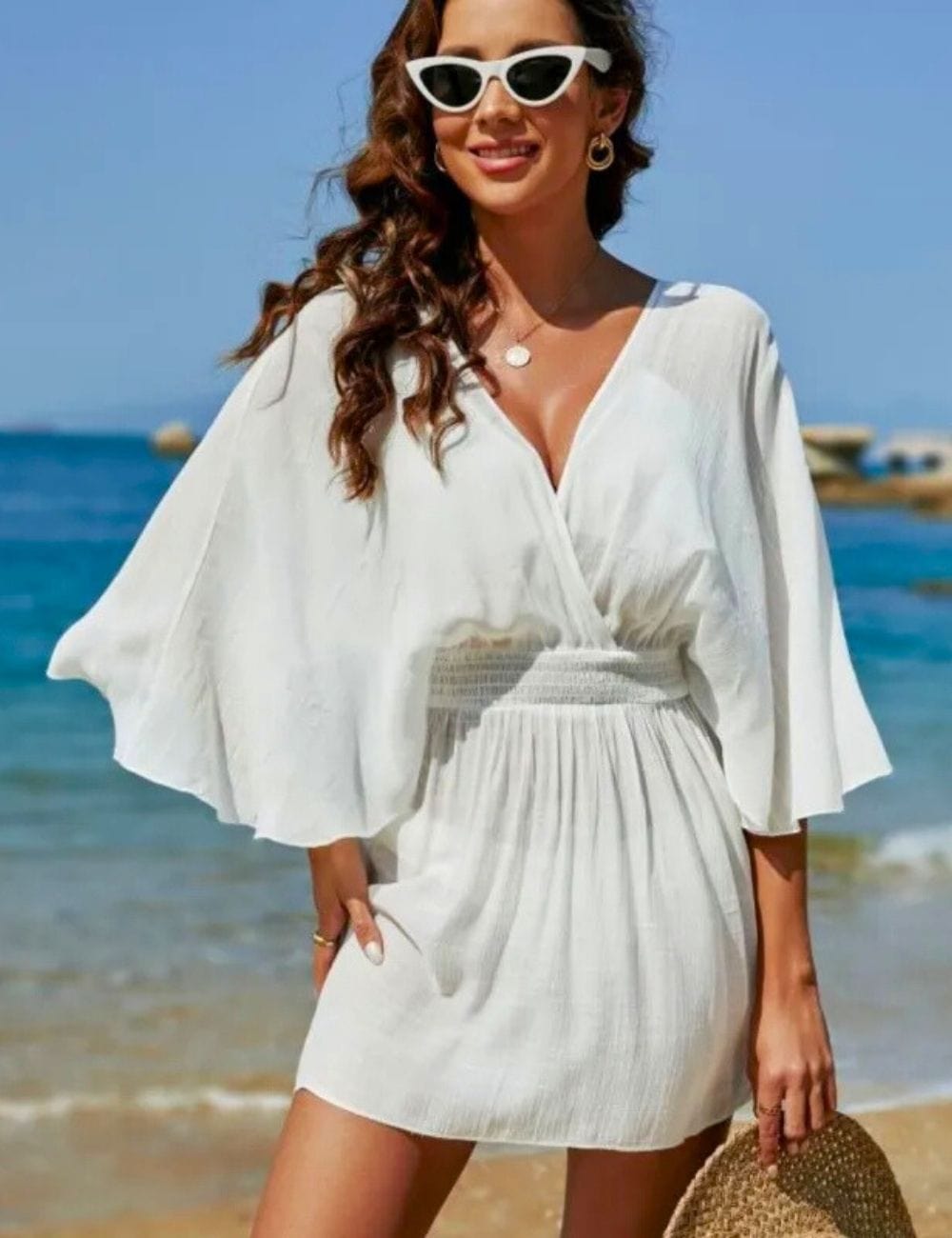 Petite Robe de Plage Femme Blanc / Unique