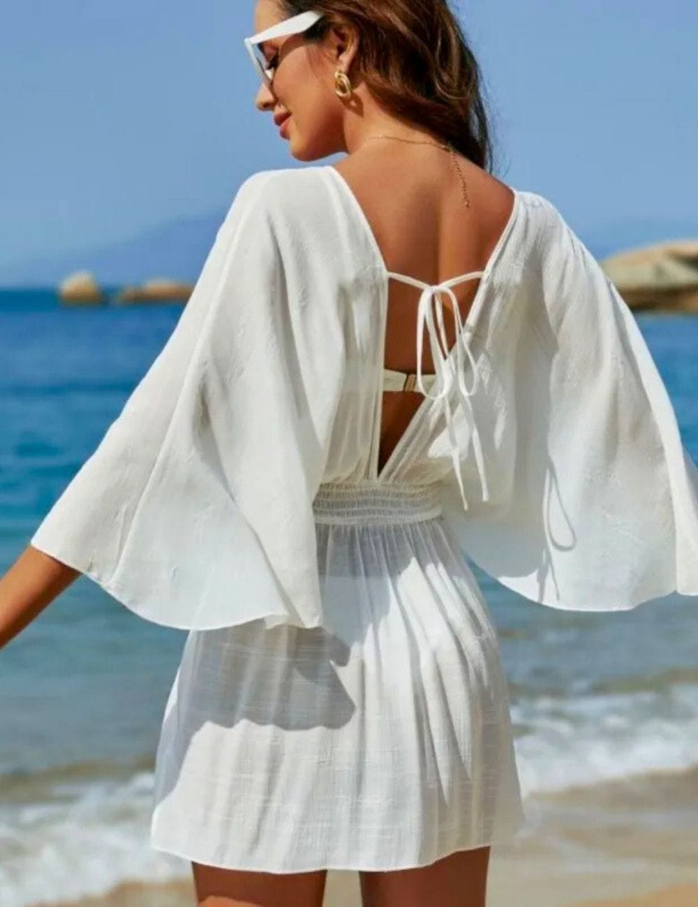 Petite Robe de Plage Femme Blanc / Unique