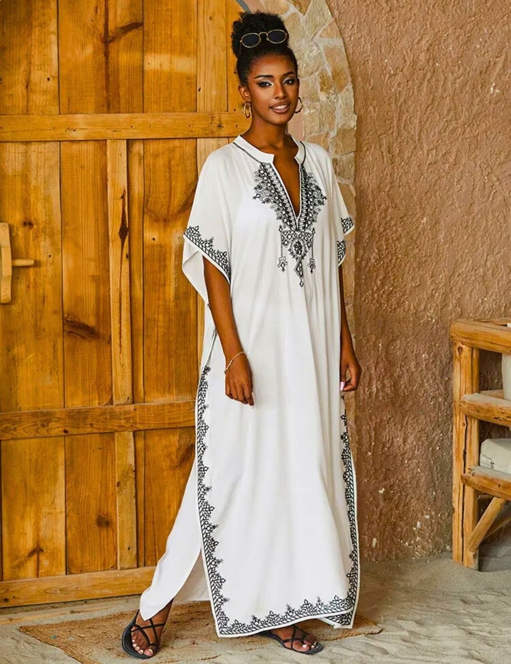 Robe Caftan de Plage Longue Blanc / Unique