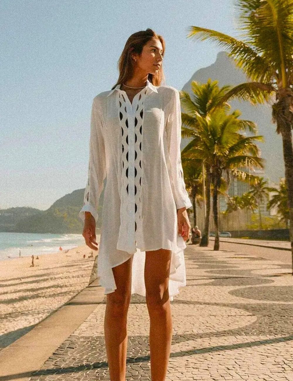 Robe d'Été de Plage Blanc / Unique