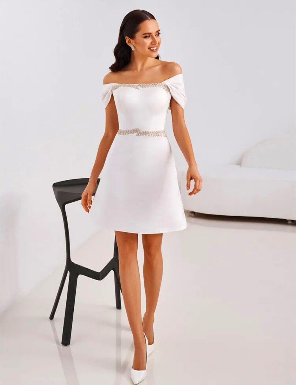 Robe de Mariée Courte Plage Blanc / 22W