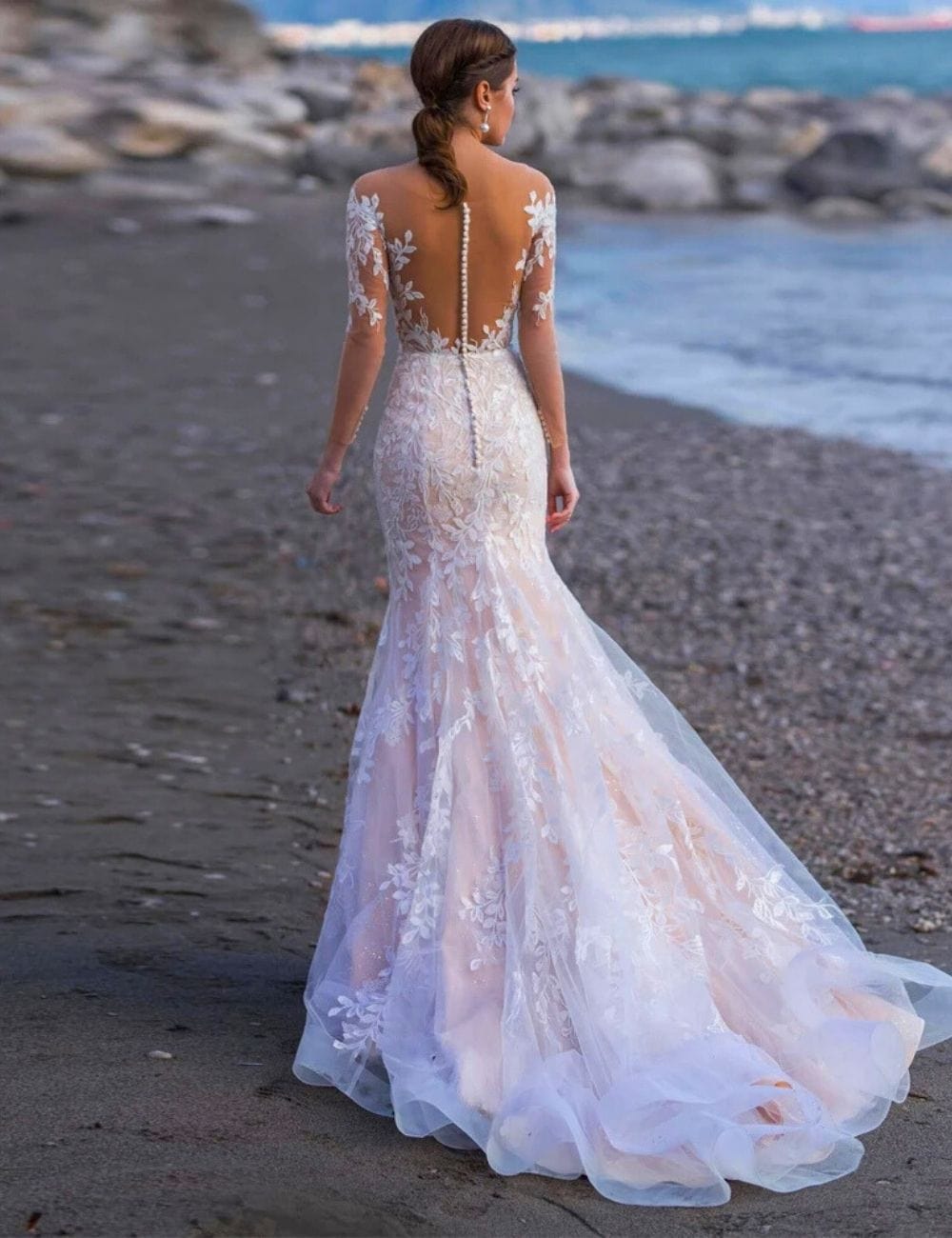 Robe de Mariée pour Mariage sur la Plage Blanc / 16