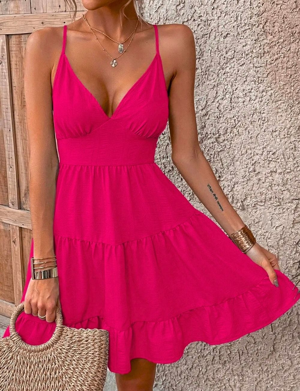 Robe de Plage à Bretelles Rose / XS