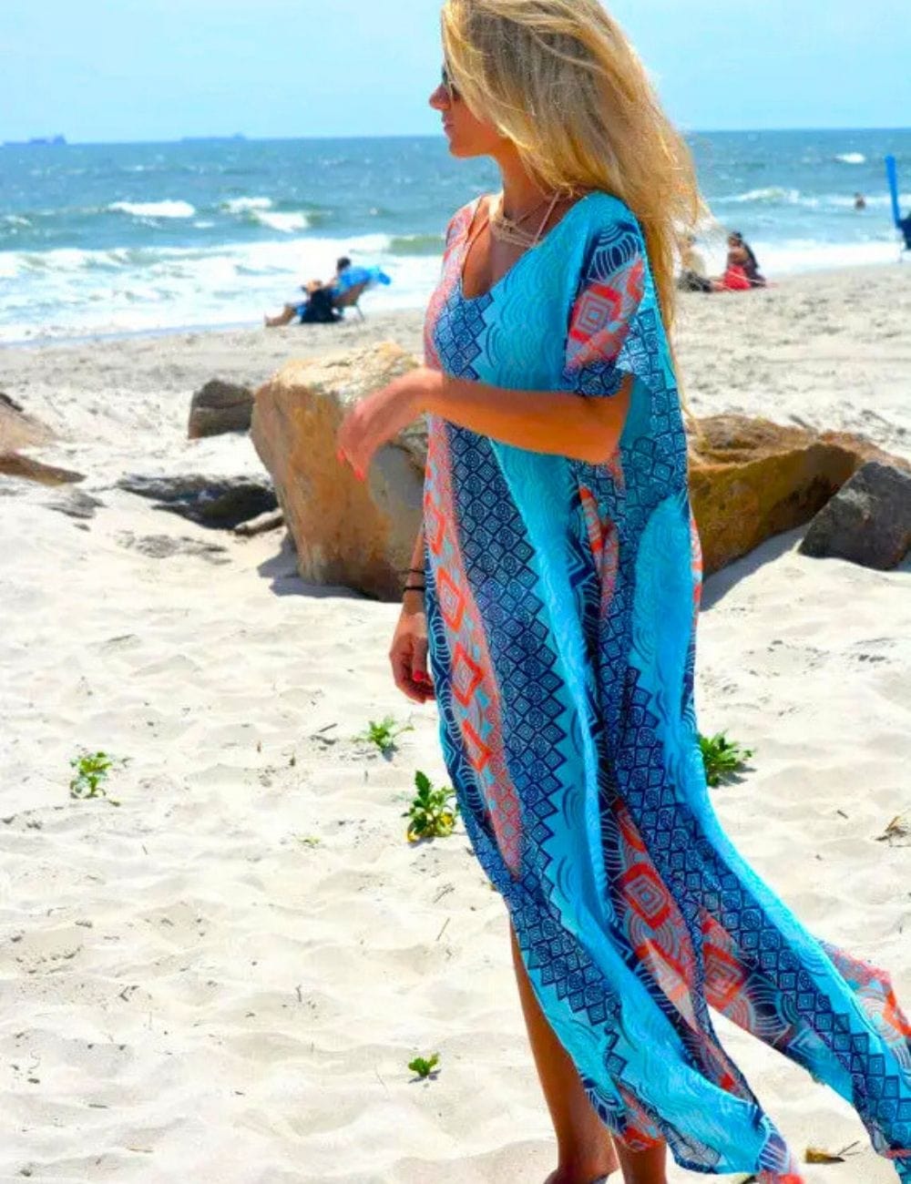 Robe de Plage Ample Bleu / Unique