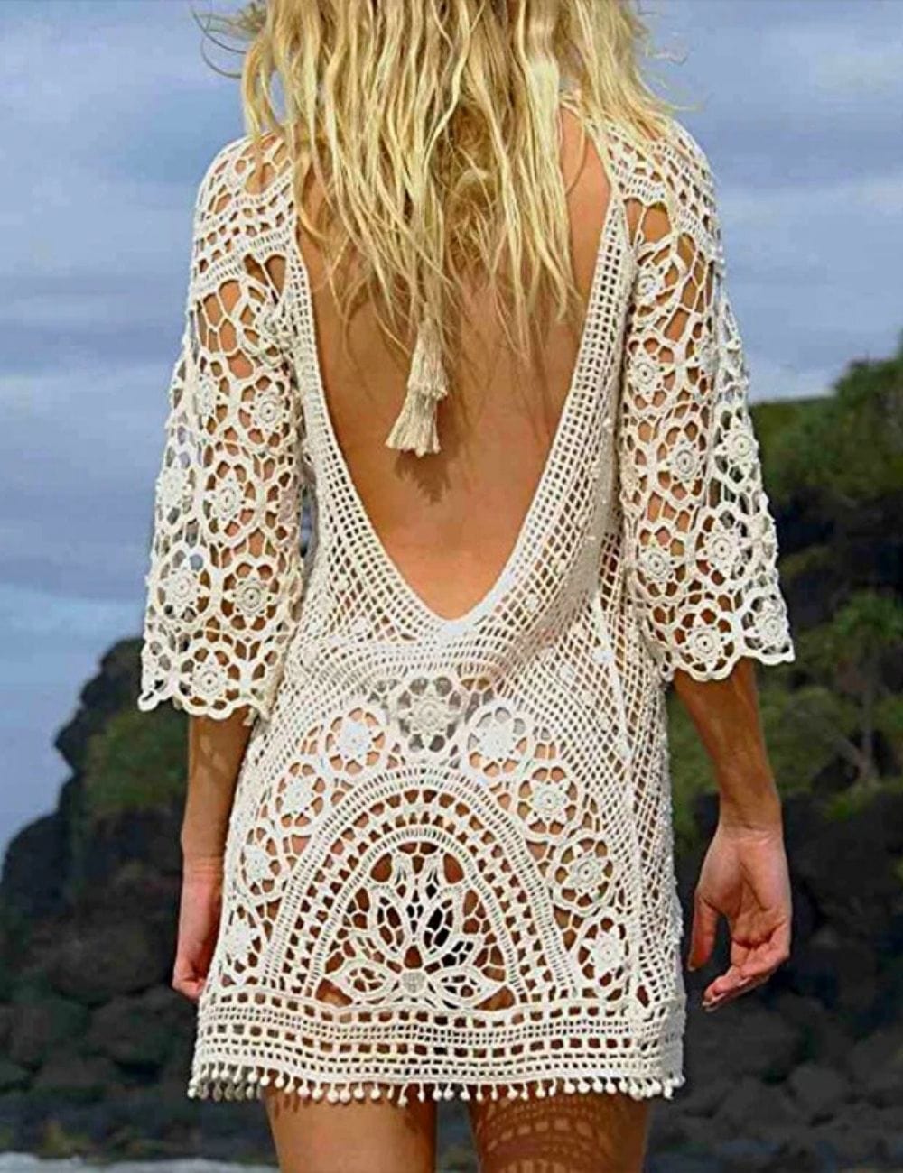 Robe de Plage Blanche Dentelle