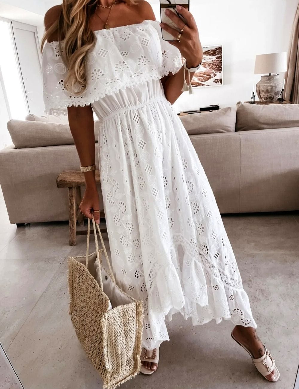 Robe de Plage Bohème Blanche