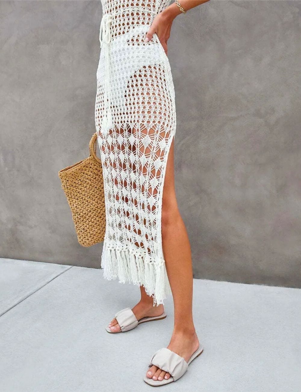 Robe de Plage en Crochet Blanc Blanc / Unique