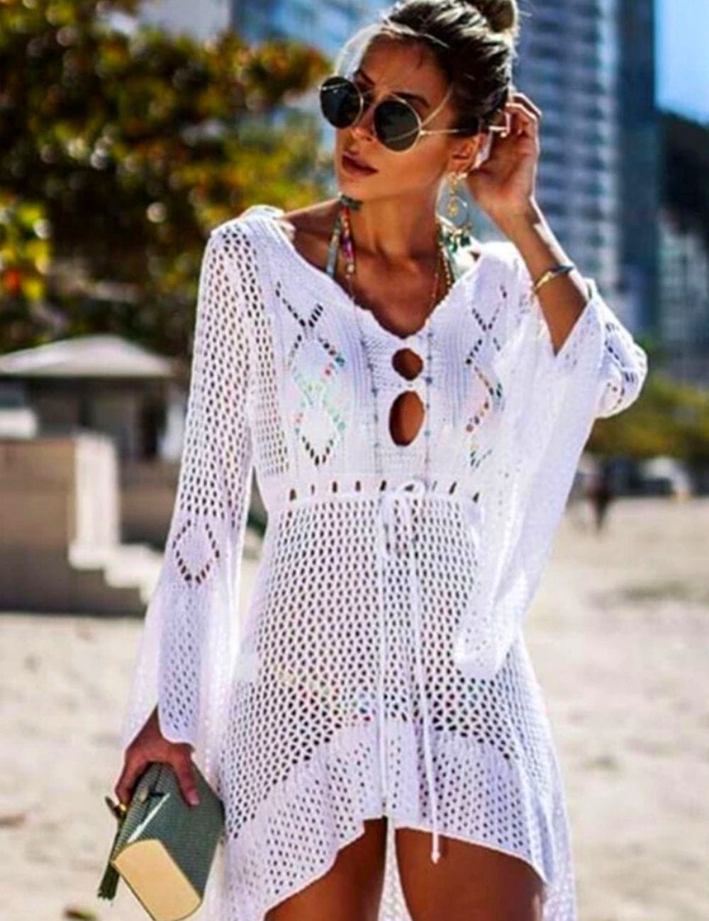 Robe de Plage en Maille Blanc / Unique