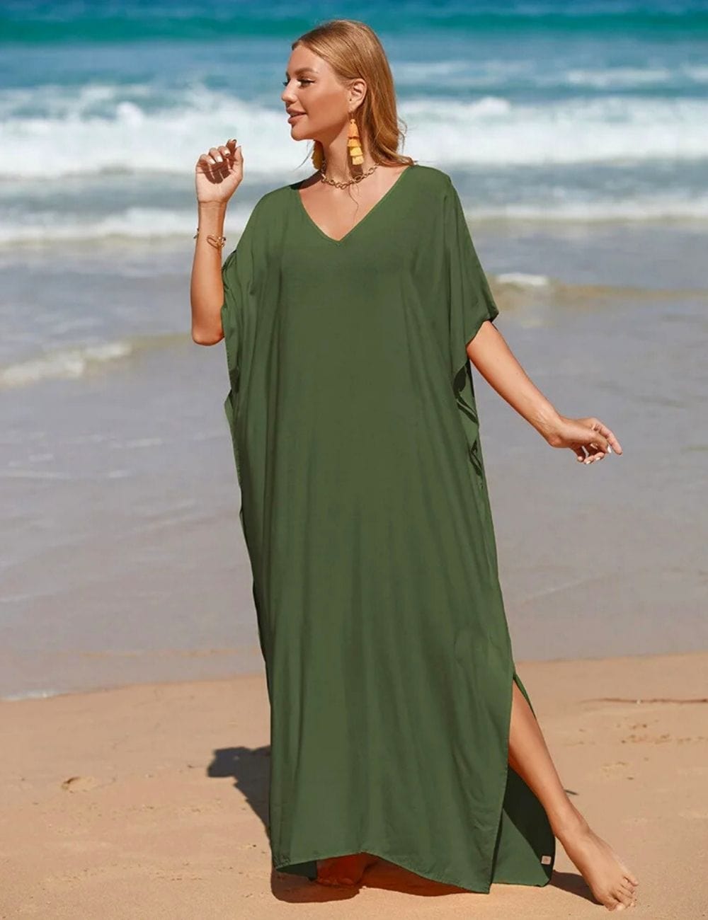 Robe de Plage Verte Vert Militaire / Unique