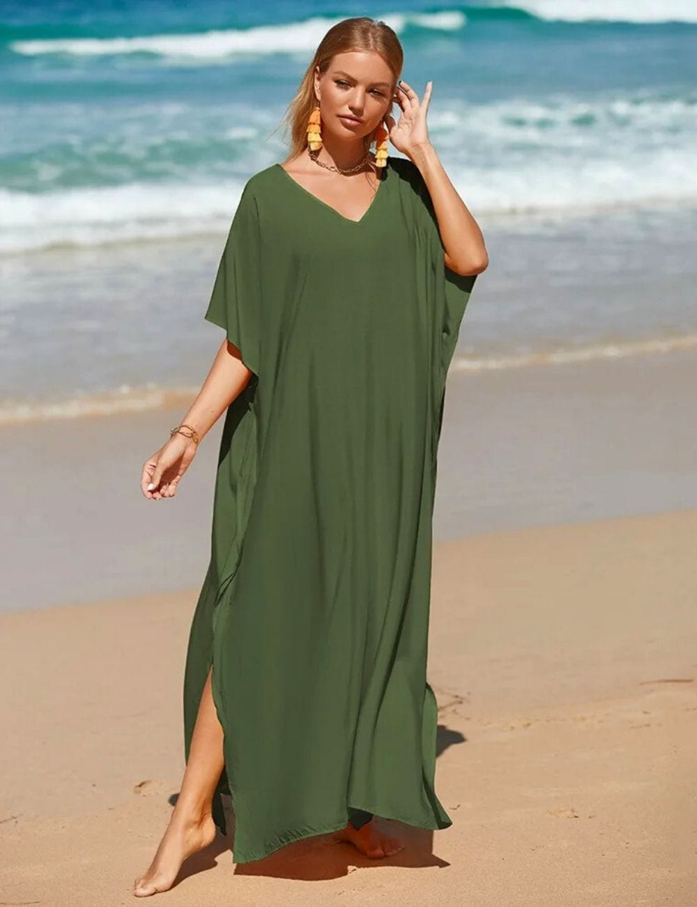 Robe de Plage Verte Vert Militaire / Unique