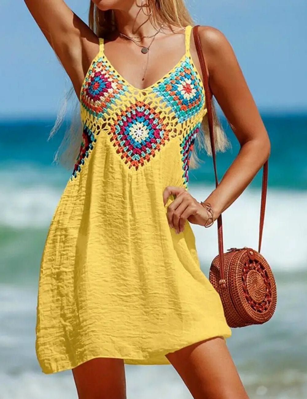 Robe Tunique de Plage Jaune / Unique