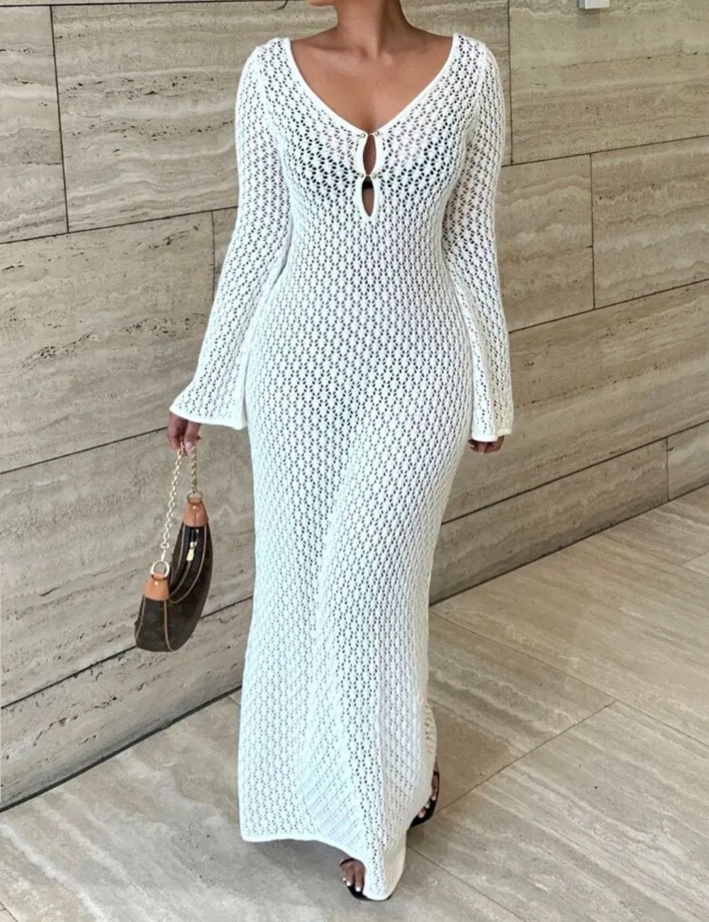 Robe de Plage a Trou Blanc / S