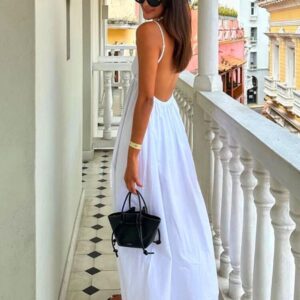 Robe de Plage Longue Dos Nu Blanc / S