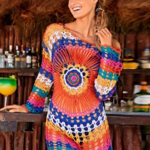 Robe de Plage Manche Longue Multicolor / Unique