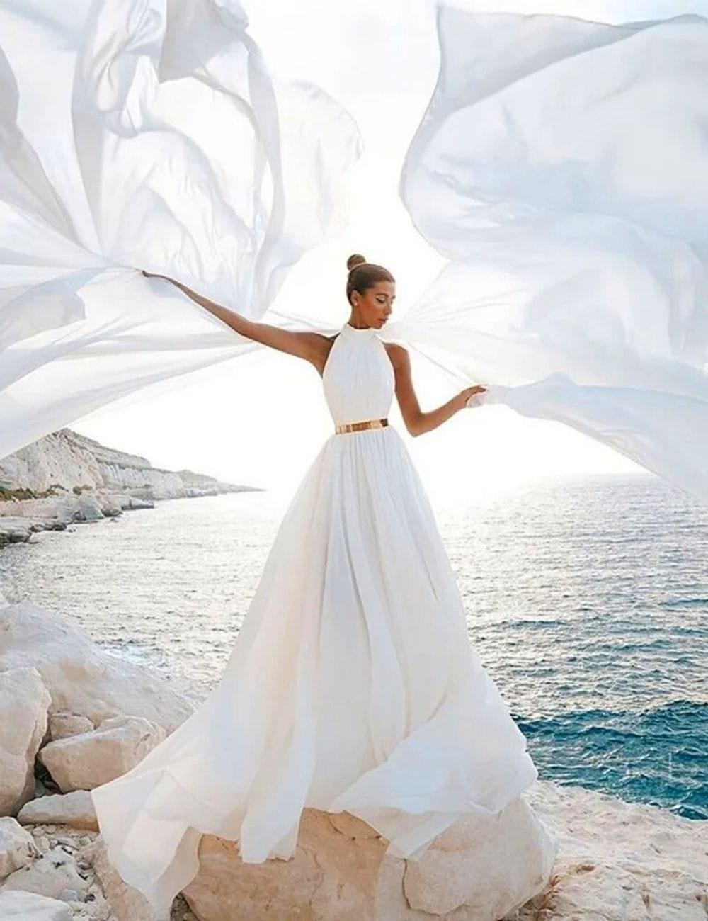 Simple Robe de Mariée Plage Blanc / 4